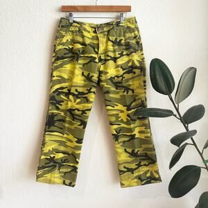 VTG Y2K Lucky Brand Gene Montesano Crop Camo Pants Size 12/31 Gorp Made In USA